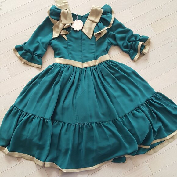 Patachou ! Girls Green & Gold Bow Chiffon Dress ( Y 10) - Picture 9 of 9
